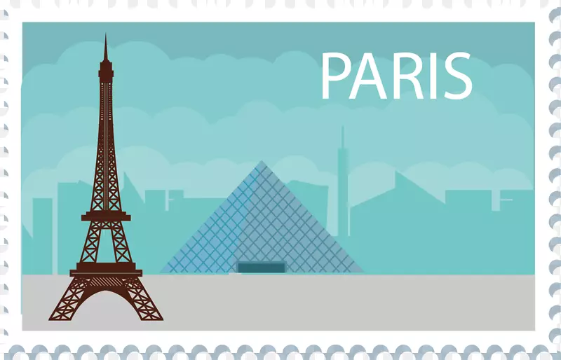 矢量图巴黎旅游邮票