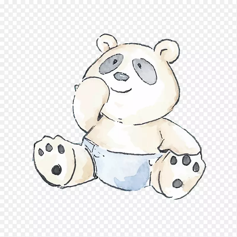 卡通水彩熊猫宝宝免抠素材