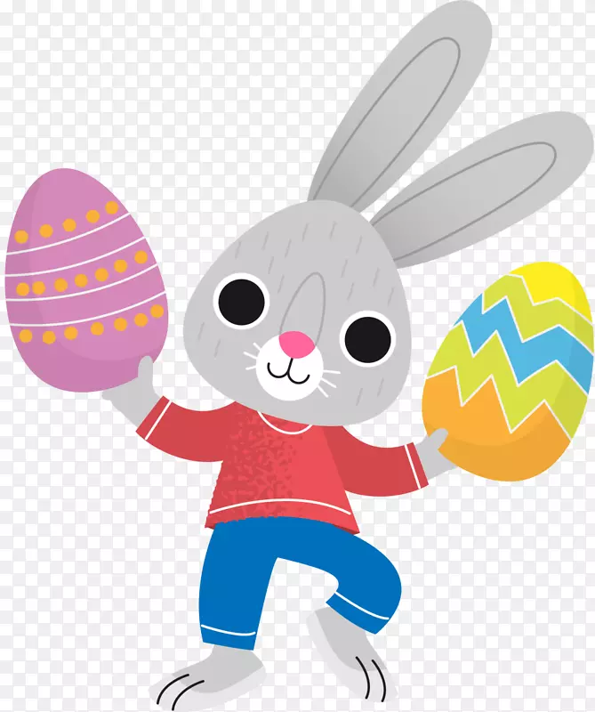 复活节举着彩蛋的兔子