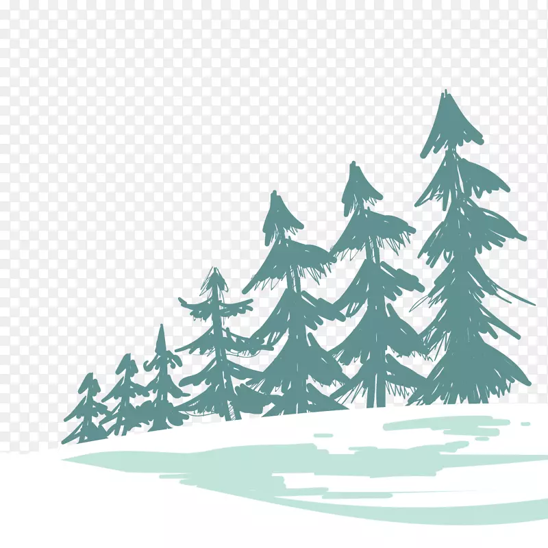 冬季雪地松树矢量图