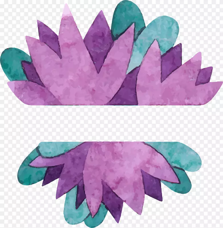 手绘紫色花卉标贴矢量素材