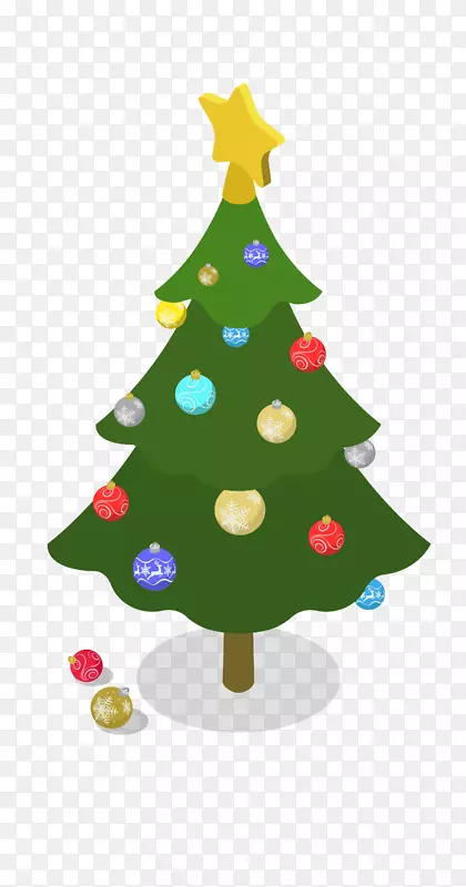 绿色挂满礼物的圣诞树