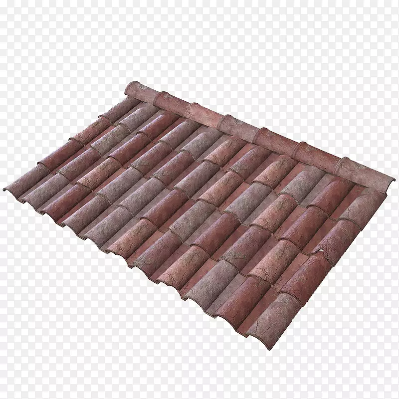 破旧棕色长形瓦片屋顶