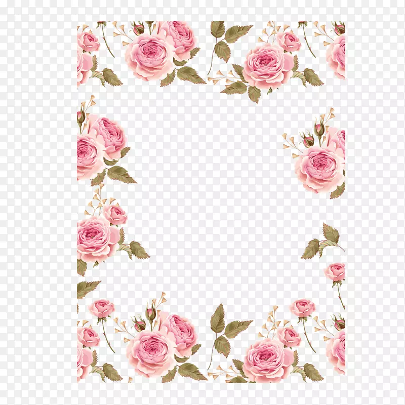 母亲节清新粉色花朵装饰边框