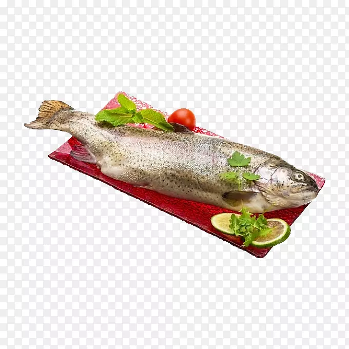 鳟鱼摆盘食品图片