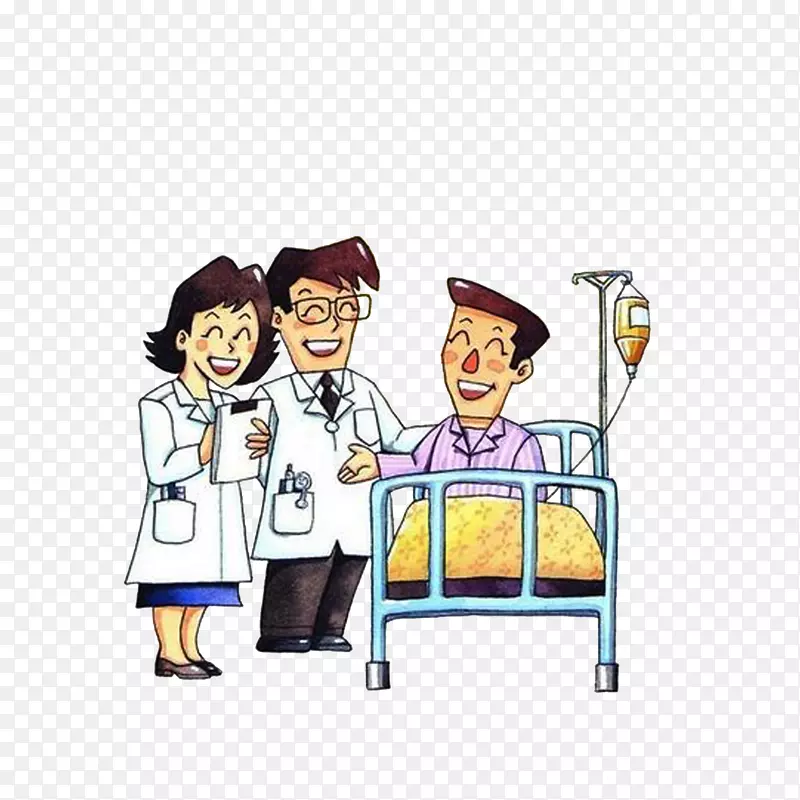 卡通病房内医生和患者友好的氛围
