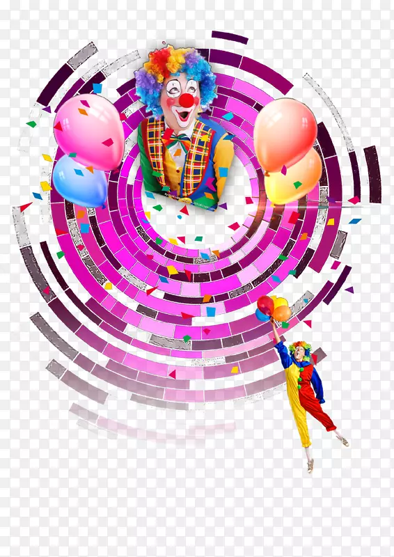 创意愚人节气球小丑紫色背景