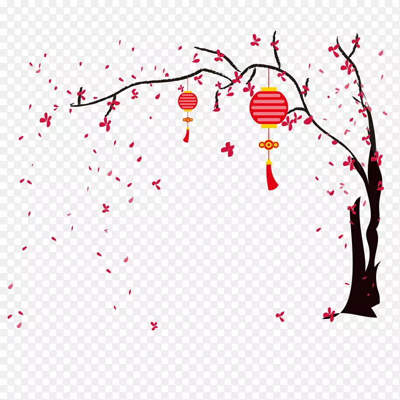 传统节日树干插画