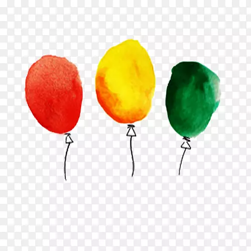三色手绘气球