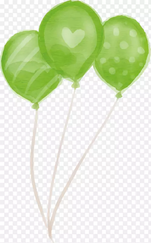三只绿色气球