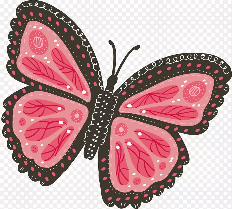 卡通粉色花纹蝴蝶