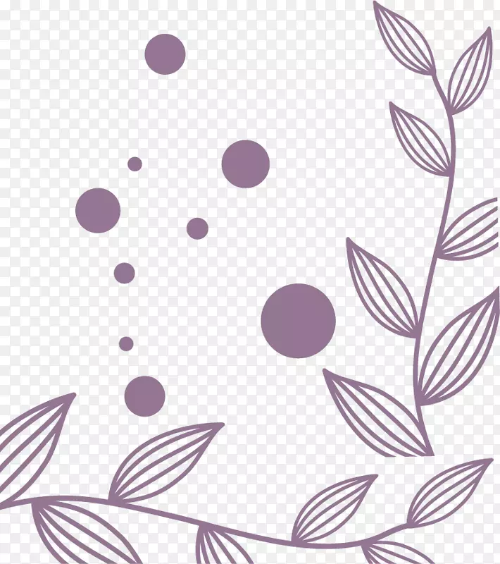 紫色浪漫线描叶子背景