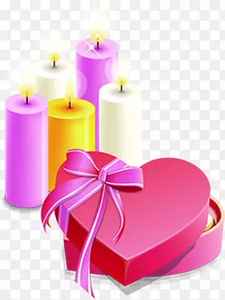 紫色白色蜡烛粉色礼品盒