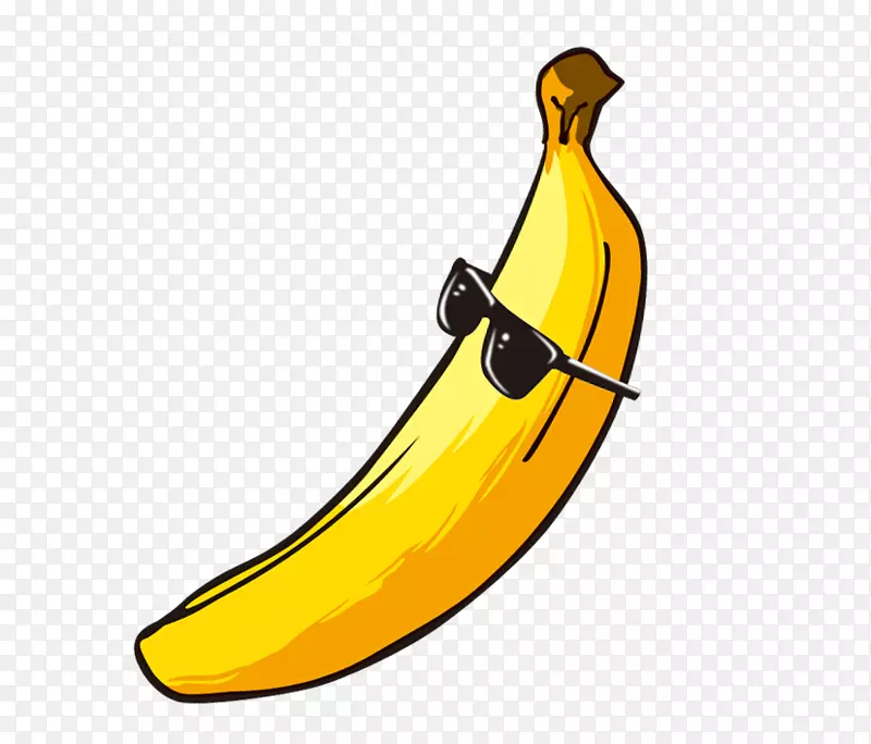 免抠卡通手绘黄色戴着眼镜的香蕉