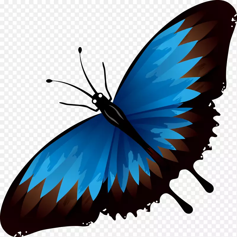 蓝色矢量飞舞的蝴蝶图