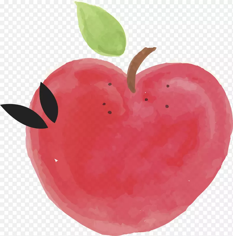 红色水彩苹果底纹