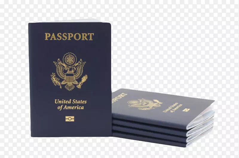 蓝色叠起来的美国护照实物