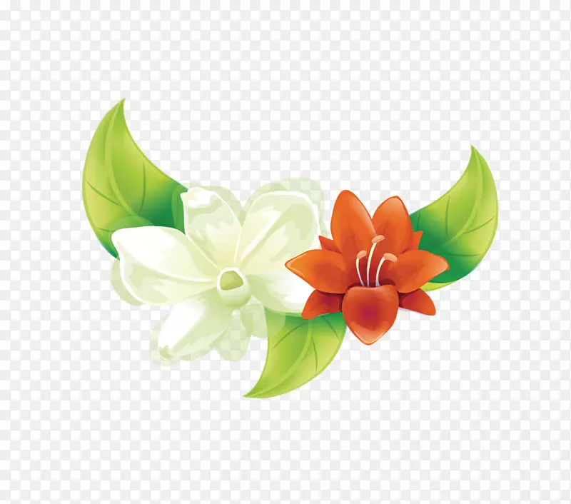 带叶子的花朵