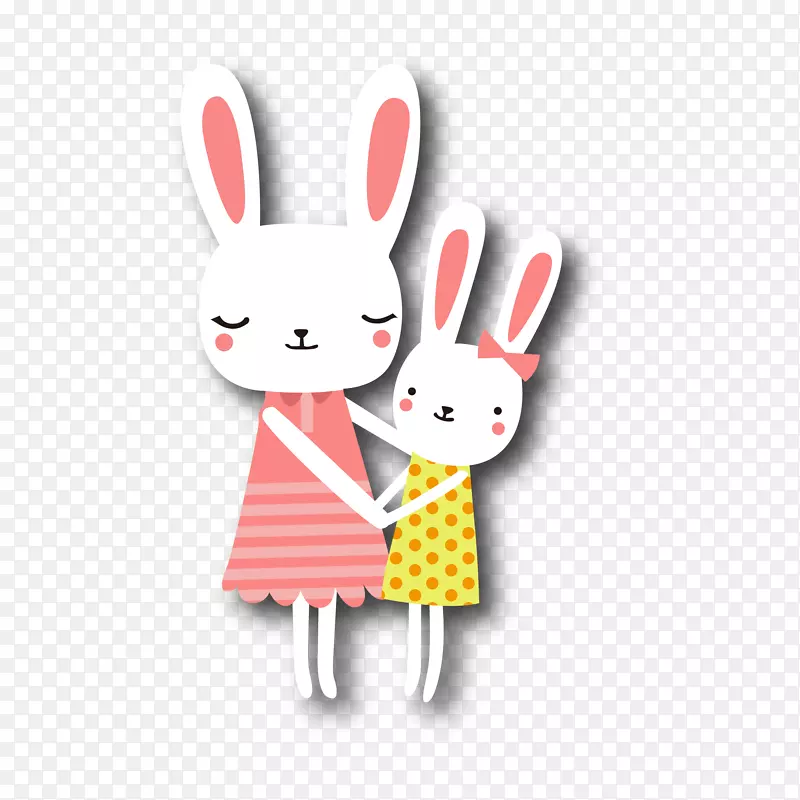 卡通可爱的兔子母女设计