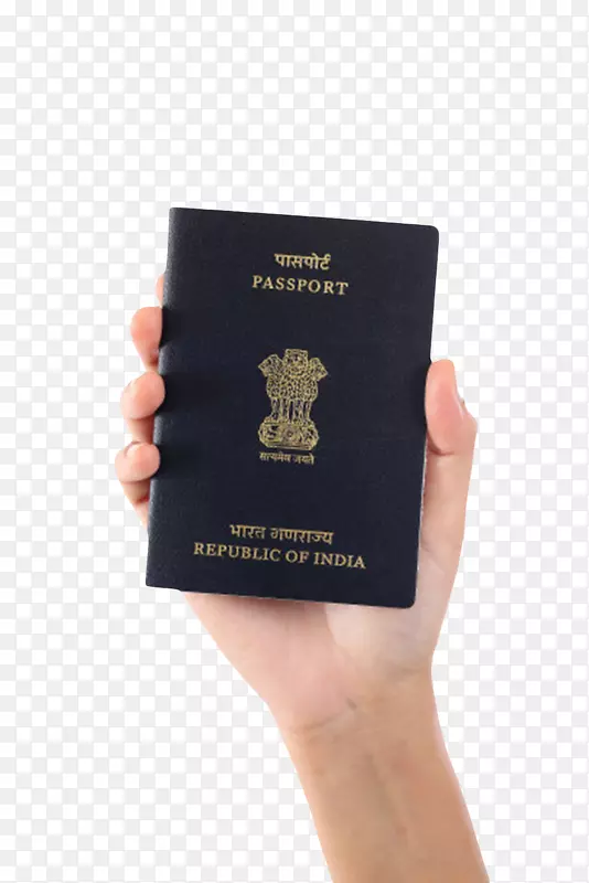 手拿着蓝色印度护照实物