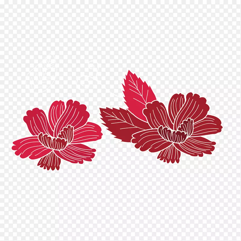 红色花朵矢量装饰