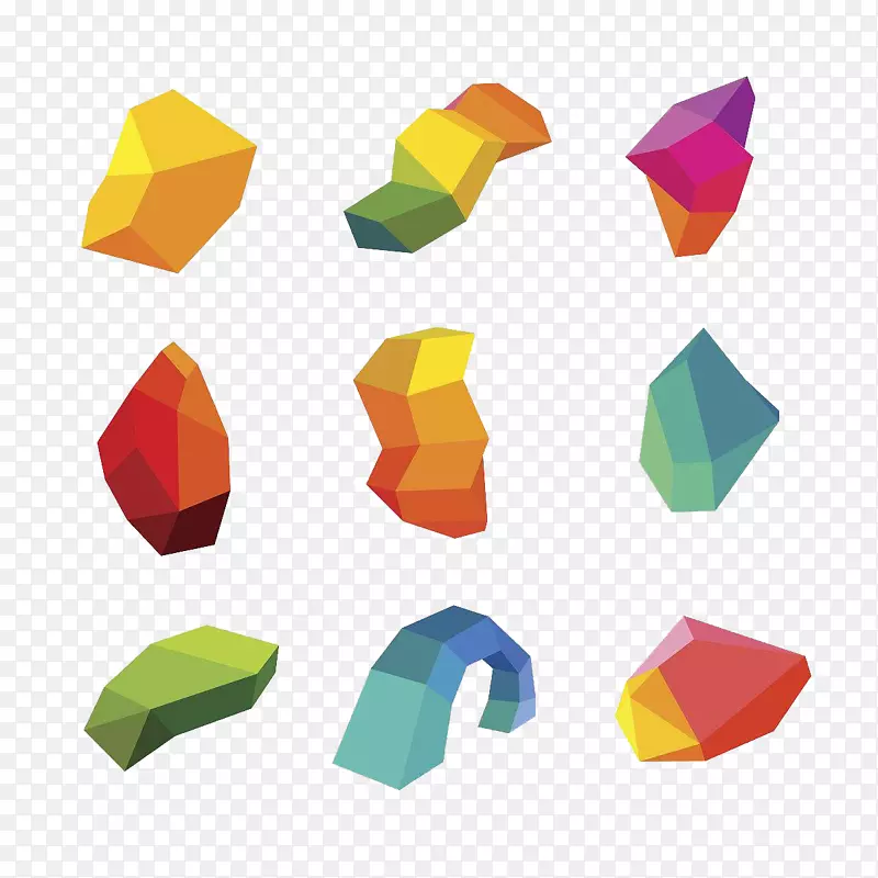 各式形态的彩色立体几何图形
