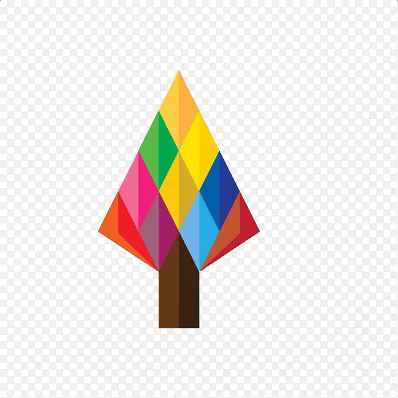 彩色立体几何尖头树图标