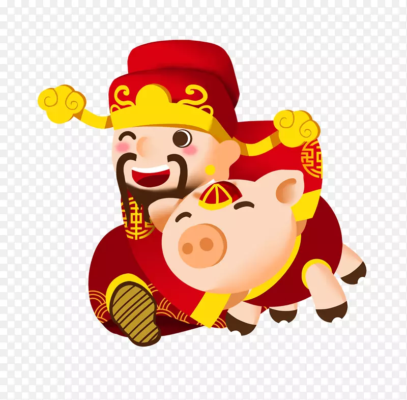 手绘卡通财神装饰素材