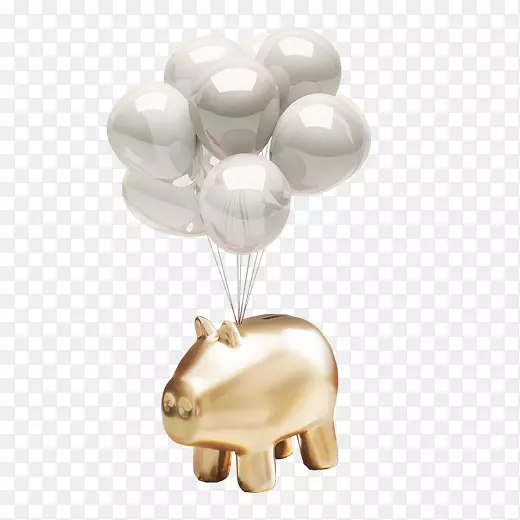 金色创意气球小猪元素