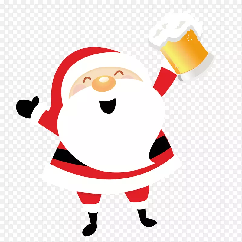 圣诞老人喝啤酒免抠素材