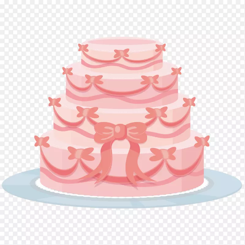 卡通粉红色的婚礼蛋糕设计
