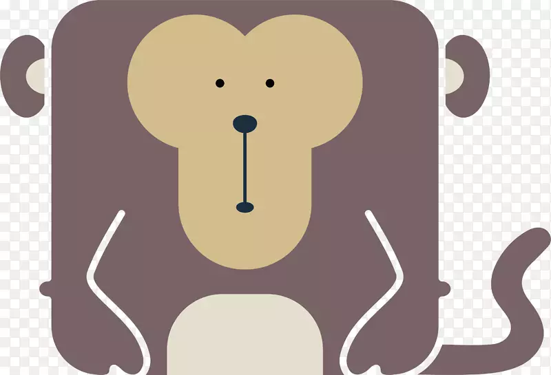 猴子手绘方形动物卡通素材