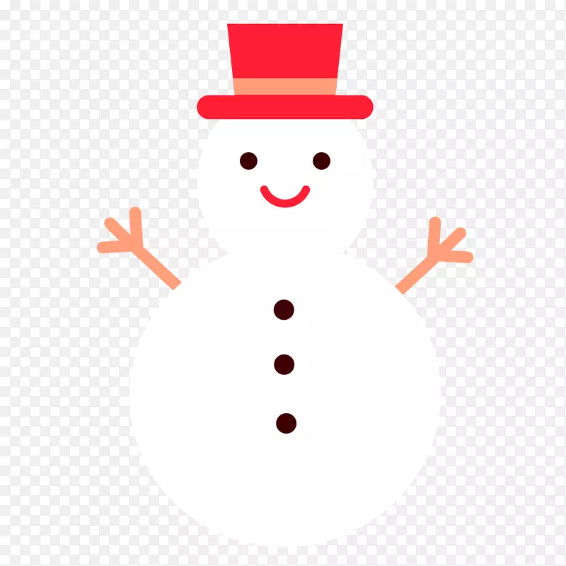 一只带红色礼帽的雪人