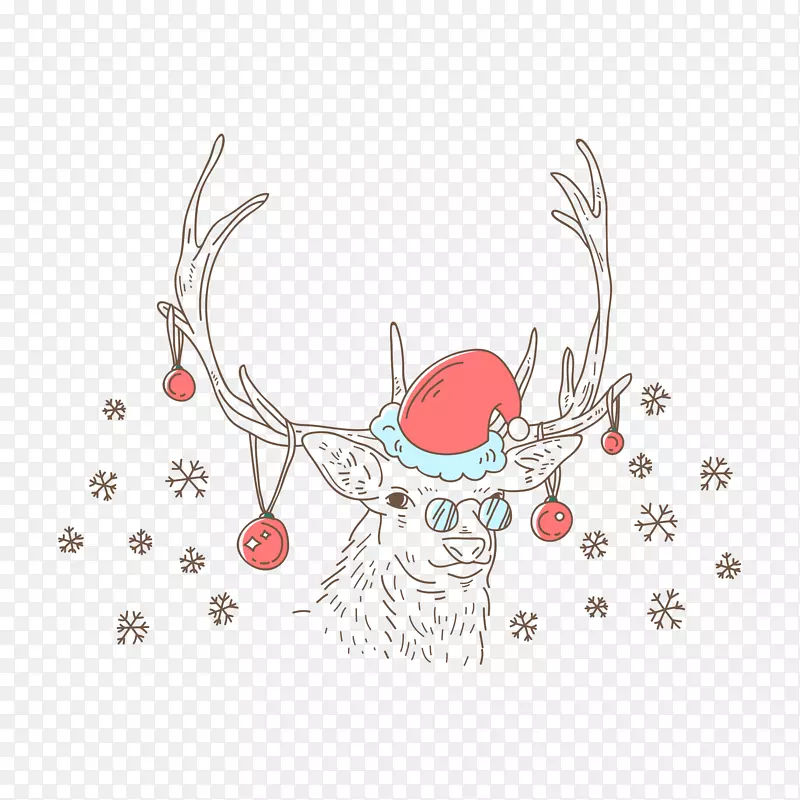 矢量圣诞节麋鹿插画