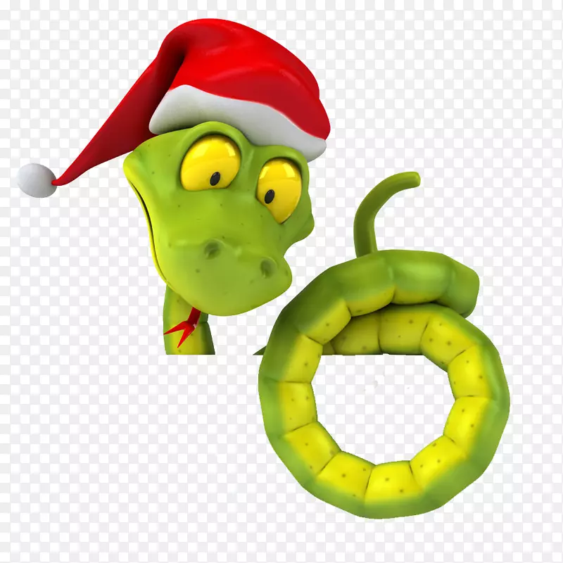 卡通圣诞绿蛇