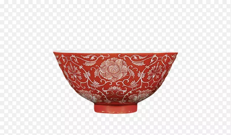 红色的碗精致缠枝莲纹