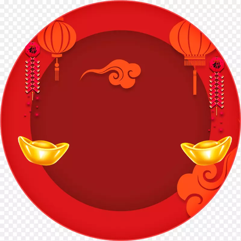 中国风灯笼元宝标签