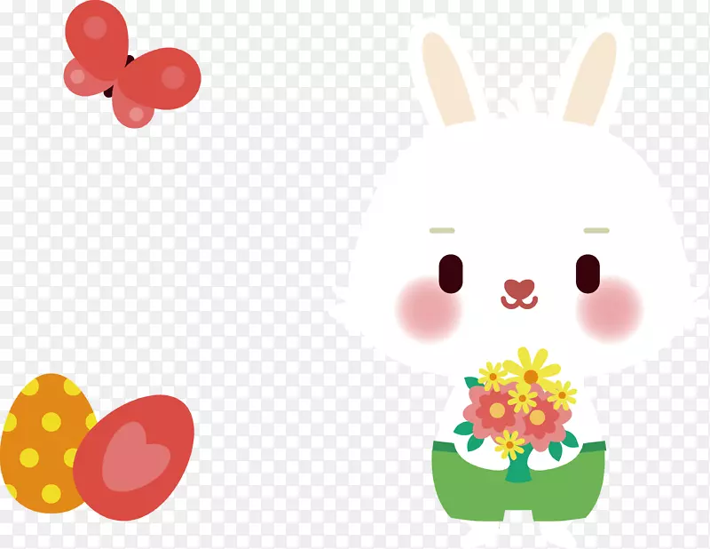 卡通复活节小兔子与彩蛋素材