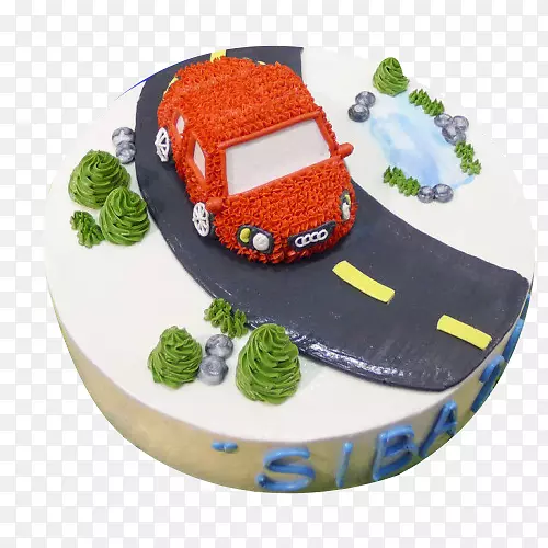 蛋糕上的汽车小模型