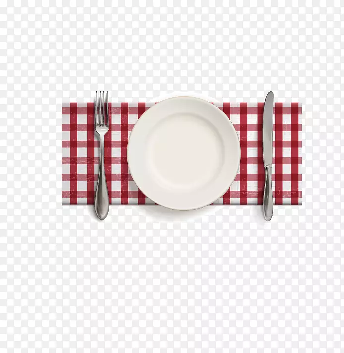 手绘西餐餐盘餐具插图