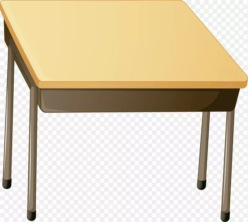 黄色学生桌木桌矢量