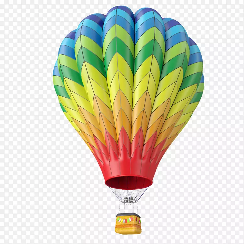 彩色条纹飞翔的热气球