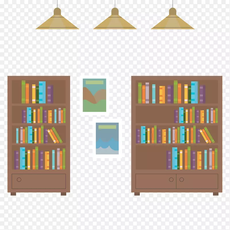 卡通创意书房矢量图