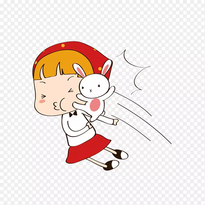 卡通被兔子击打的小女孩素材PNG图片素材下载_图片编号7356583-PNG素材网