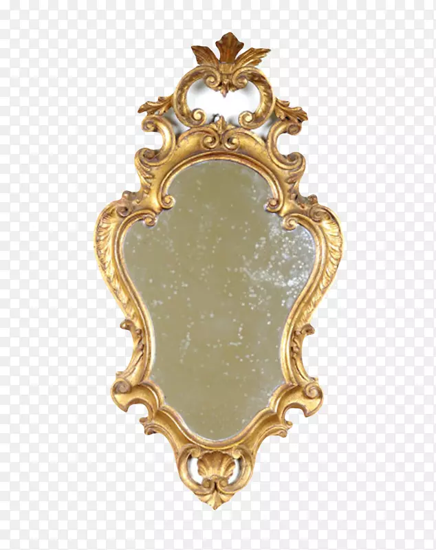 金色边框斑驳的镜子古代器物实物