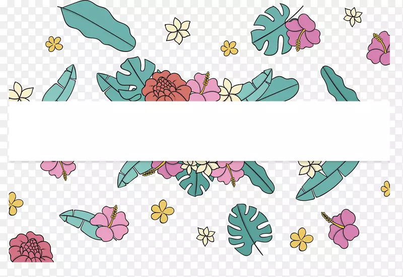 树叶花朵花纹标题框