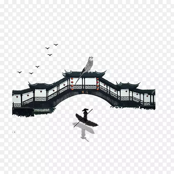 中国风的水墨拱桥
