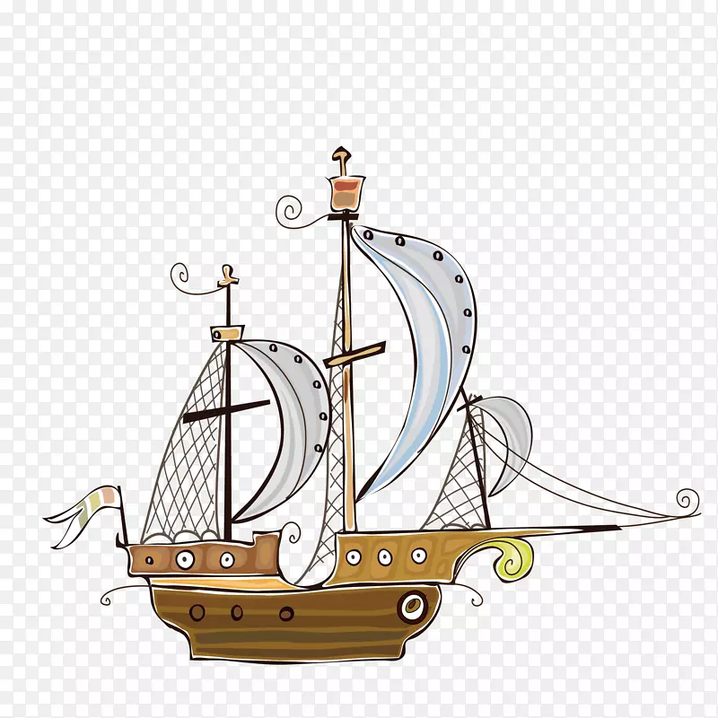 卡通版手绘的小船