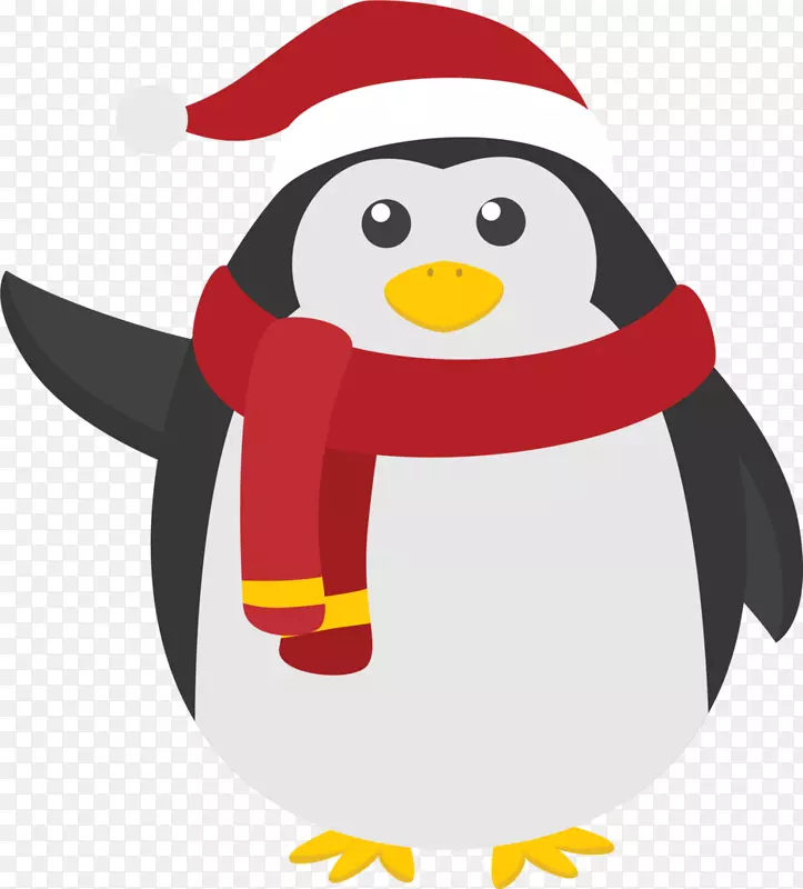 戴着圣诞帽子的企鹅