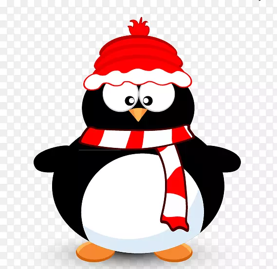 戴圣诞帽子的企鹅